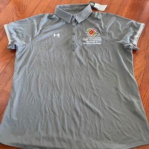 NWT Gray Under Armour University of Maryland Mechanical Engineering Collared Tee